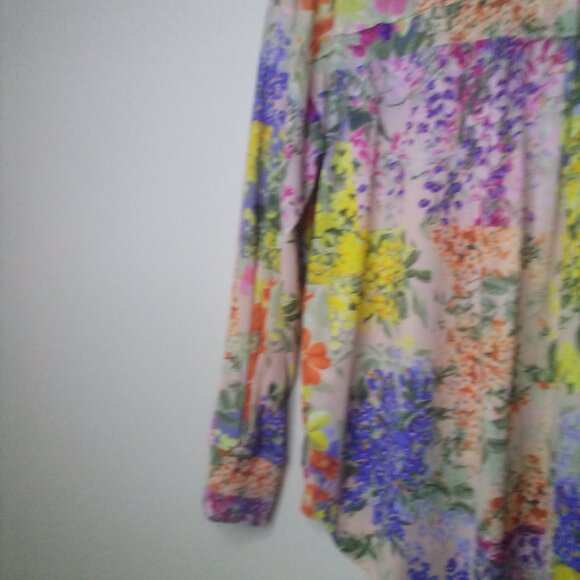 Nally & Millie Blue and Yellow Blouse Top - Picture 14 of 16